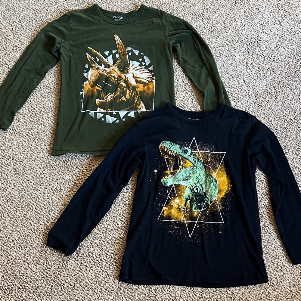 Place Dinosaur Graphic Long Sleeve Tees - Green & Black